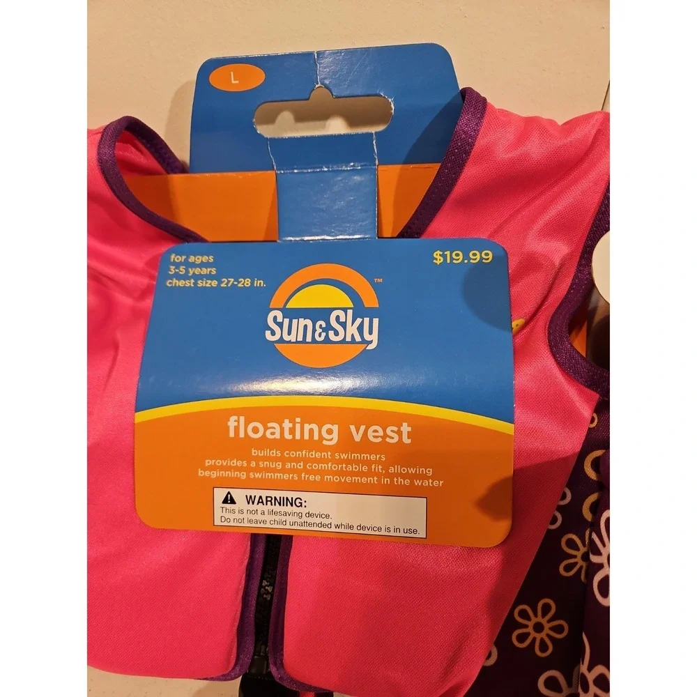 Sun & Sky Girls Pink Purple Zip Floating Swim Vest 2 Jackets‎ 3-5yr 27-28